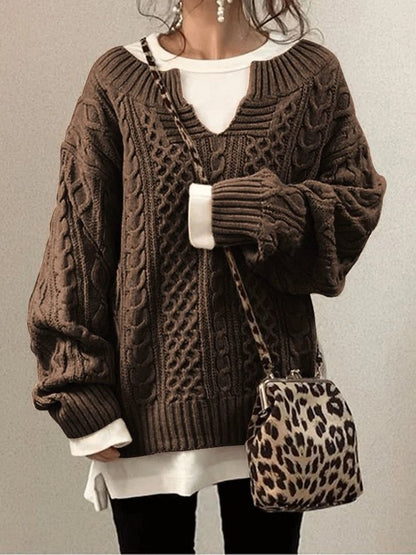 Hemp Pattern Casual Knitted Sweater Shopvhs.com